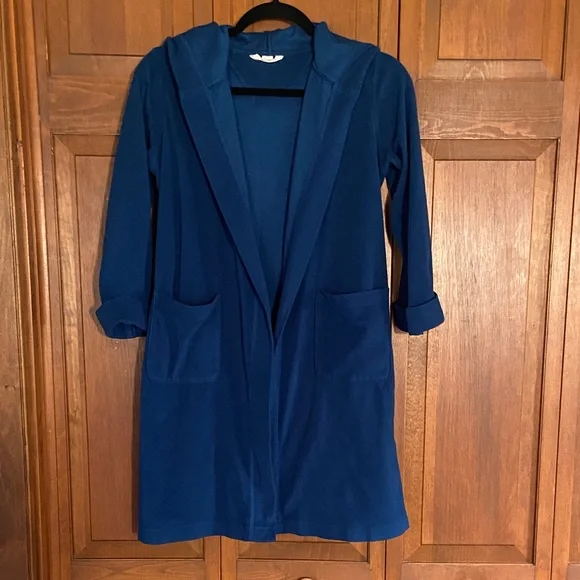 Lands' End Navy Hooded Kids BathRobe Size 8 - Picture 11 of 11